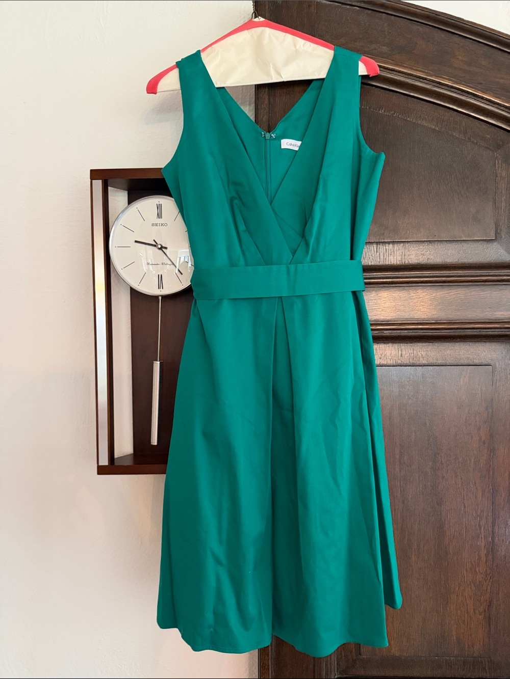 Calvin Klein Teal V-Neck Midi Dress